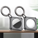 Ốp vỏ sợi carbon hình vuông có vòng móc chìa khóa cho AirTag thế hệ 2 / AirTag thế hệ 1