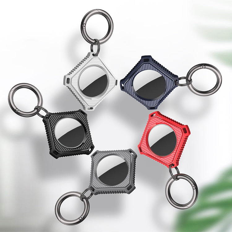 Ốp vỏ sợi carbon hình vuông có vòng móc chìa khóa cho AirTag thế hệ 2 / AirTag thế hệ 1