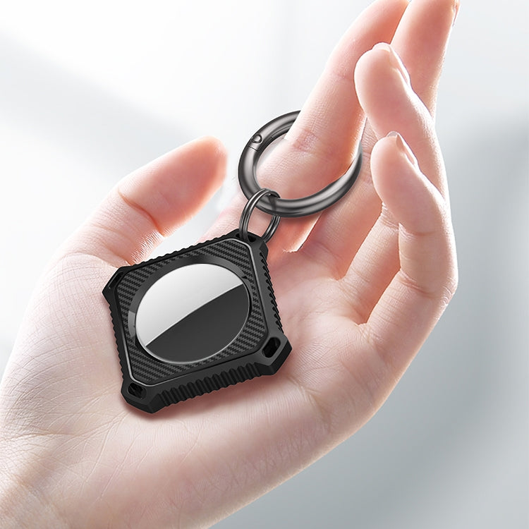 Ốp vỏ sợi carbon hình vuông có vòng móc chìa khóa cho AirTag thế hệ 2 / AirTag thế hệ 1