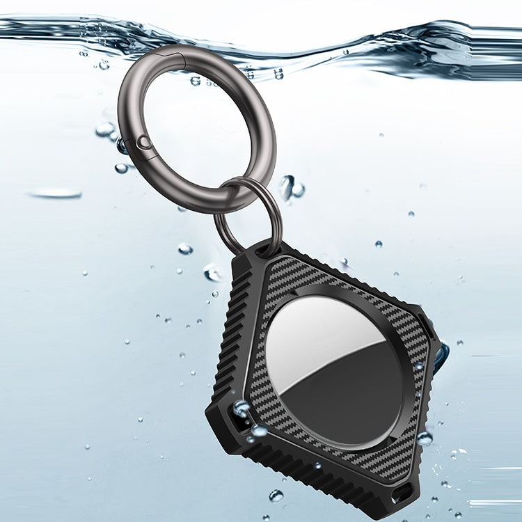 Ốp vỏ sợi carbon hình vuông có vòng móc chìa khóa cho AirTag thế hệ 2 / AirTag thế hệ 1