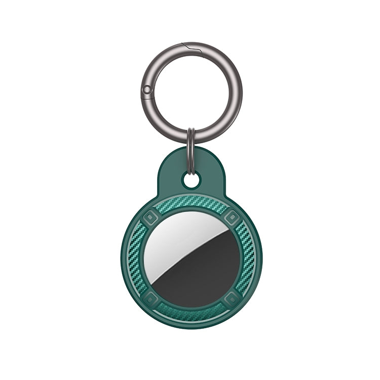 Ốp vỏ sợi carbon hình tròn chống rơi có vòng móc chìa khóa cho AirTag thế hệ 2 / AirTag thế hệ 1
