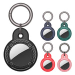 Ốp vỏ sợi carbon hình tròn chống rơi có vòng móc chìa khóa cho AirTag thế hệ 2 / AirTag thế hệ 1