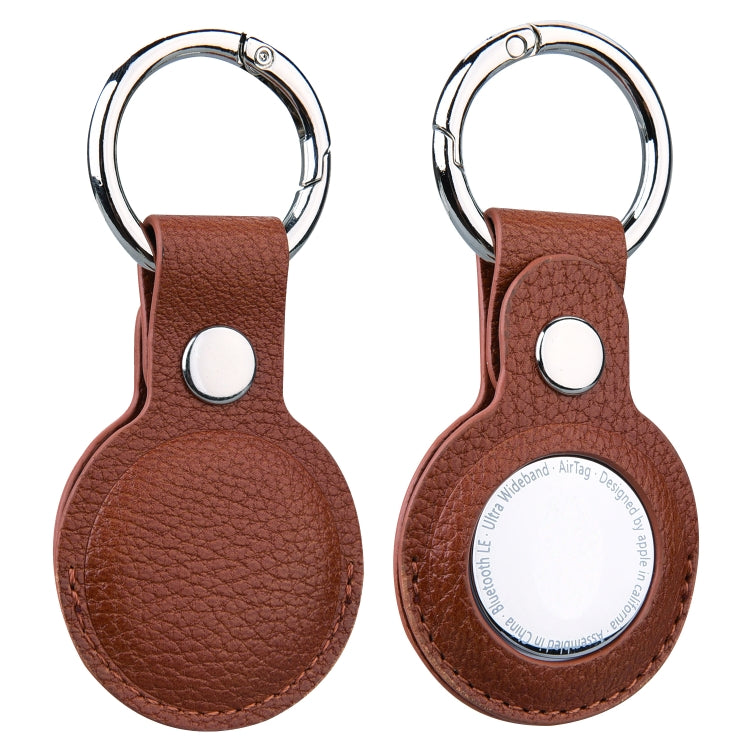 Ốp bảo vệ da vân vải Litchi có vòng móc chìa khóa cho AirTag thế hệ 2 / AirTag thế hệ 1