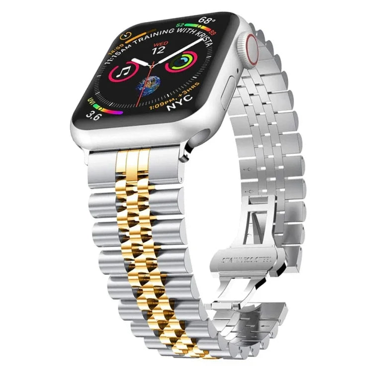 Dây đồng hồ thay thế bằng thép không gỉ năm hạt cho Apple Watch Series, 7 45mm / 6 & SE & 5 & 4 44mm / 3 & 2 & 1 42mm, 7 41mm / 6 & SE & 5 & 4 40mm / 3 & 2 & 1 38mm