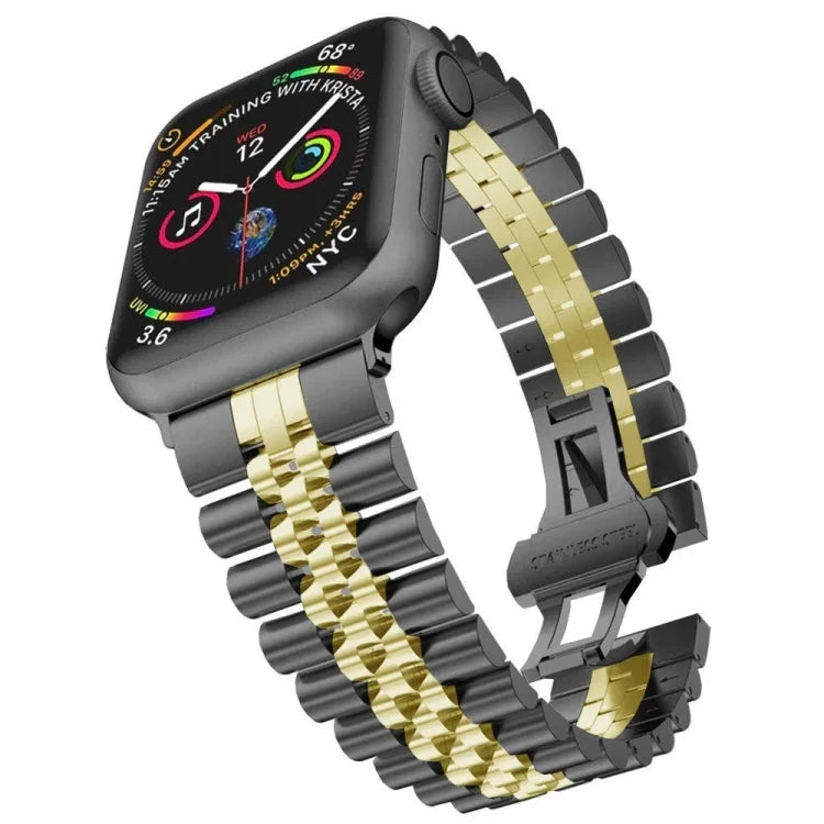 Dây đồng hồ thay thế bằng thép không gỉ năm hạt cho Apple Watch Series, 7 45mm / 6 & SE & 5 & 4 44mm / 3 & 2 & 1 42mm, 7 41mm / 6 & SE & 5 & 4 40mm / 3 & 2 & 1 38mm