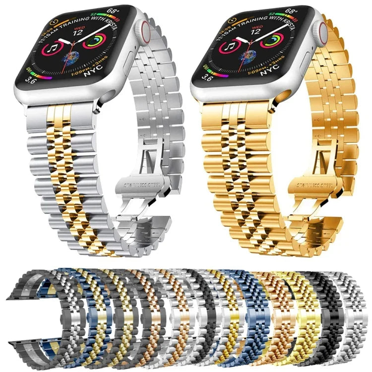 Dây đồng hồ thay thế bằng thép không gỉ năm hạt cho Apple Watch Series, 7 45mm / 6 & SE & 5 & 4 44mm / 3 & 2 & 1 42mm, 7 41mm / 6 & SE & 5 & 4 40mm / 3 & 2 & 1 38mm