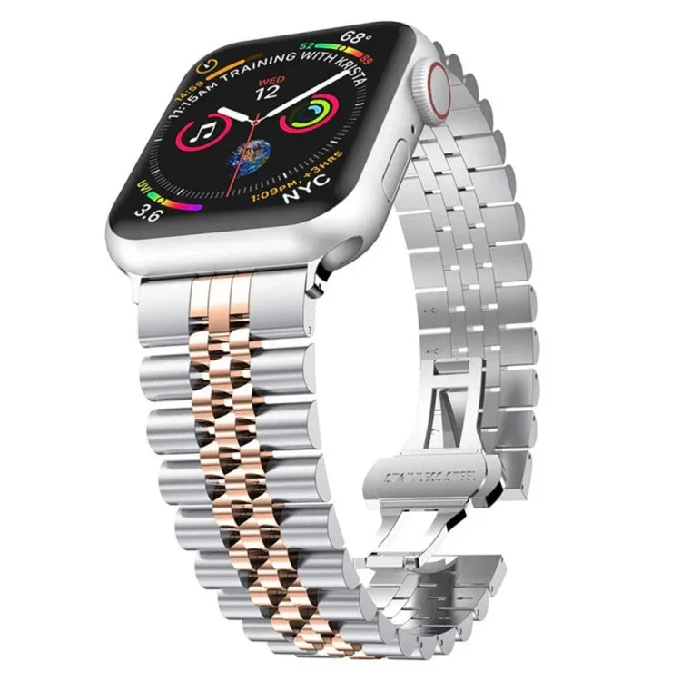 Dây đồng hồ thay thế bằng thép không gỉ năm hạt cho Apple Watch Series, 7 45mm / 6 & SE & 5 & 4 44mm / 3 & 2 & 1 42mm, 7 41mm / 6 & SE & 5 & 4 40mm / 3 & 2 & 1 38mm
