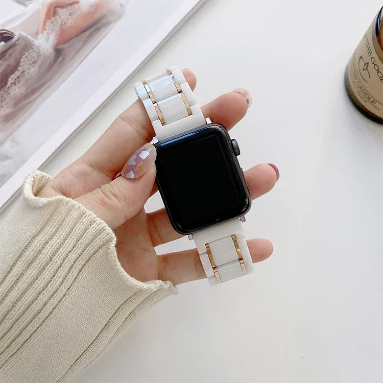 Dây đồng hồ thay thế bằng gốm thép năm hạt cho Apple Watch Series, 7 45mm / 6 & SE & 5 & 4 44mm / 3 & 2 & 1 42mm, 7 41mm / 6 & SE & 5 & 4 40mm / 3 & 2 & 1 38mm