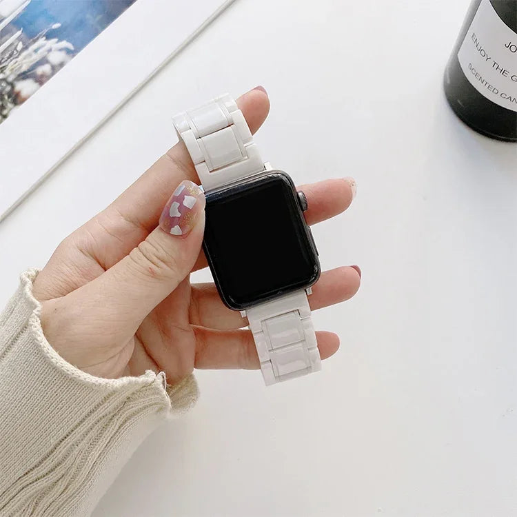 Dây đồng hồ thay thế bằng gốm thép năm hạt cho Apple Watch Series, 7 45mm / 6 & SE & 5 & 4 44mm / 3 & 2 & 1 42mm, 7 41mm / 6 & SE & 5 & 4 40mm / 3 & 2 & 1 38mm