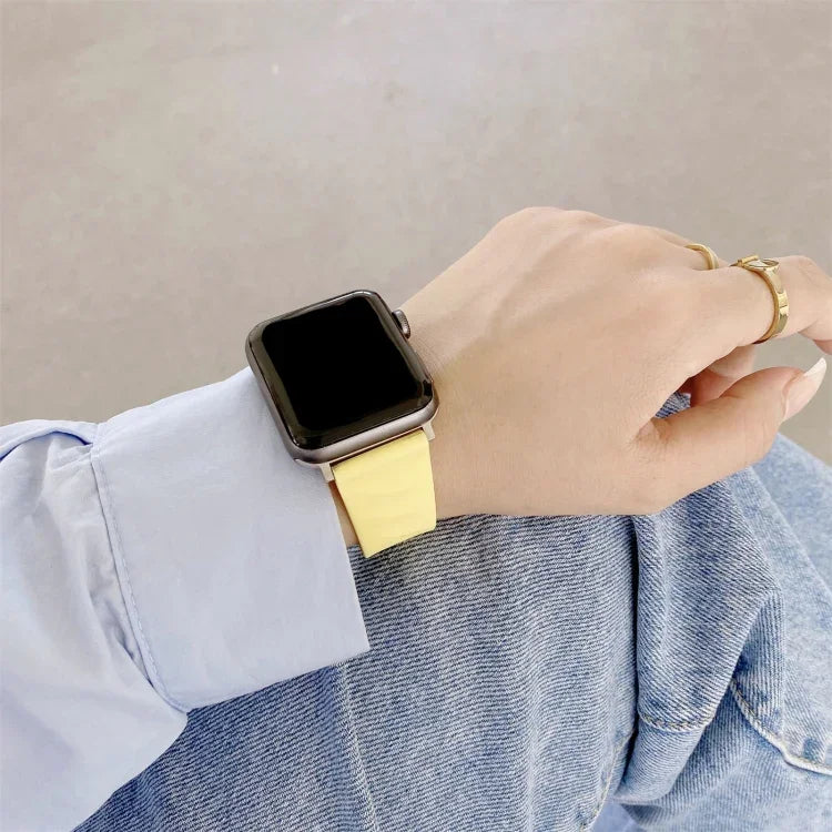 Dây đồng hồ silicone thay thế kiểu hiện đại cho Apple Watch Series 6 & SE & 5 & 4 44mm / 3 & 2 & 1 42mm, Khóa màu đen, Khóa vàng hồng, Khóa bạc