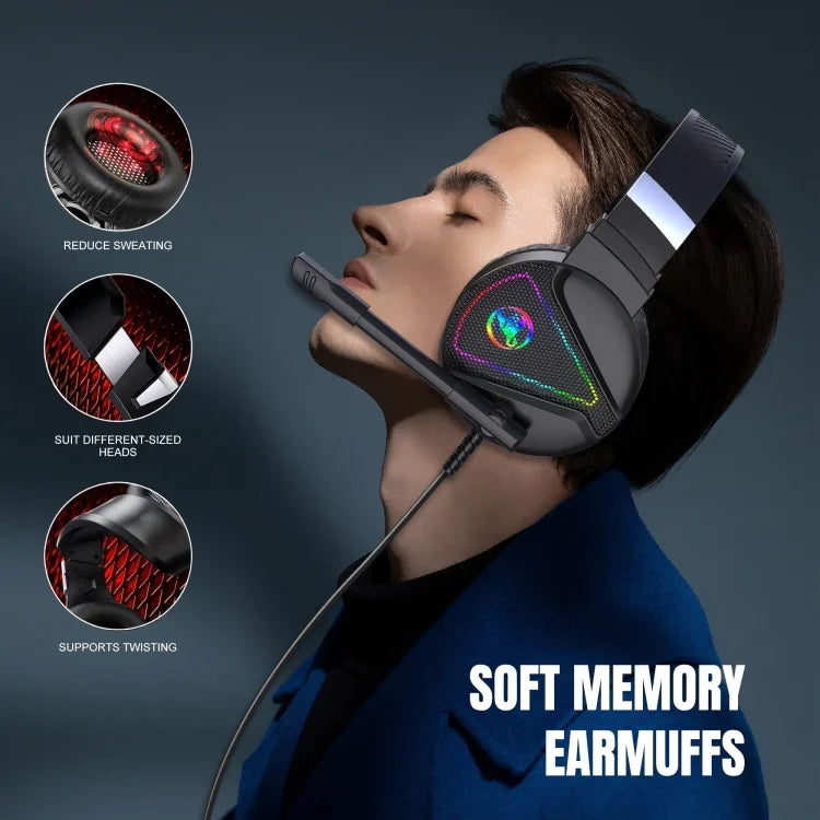 Tai nghe chơi game stereo có đèn RGB cổng 3.5mm + USB HXSJ F16 kèm micro