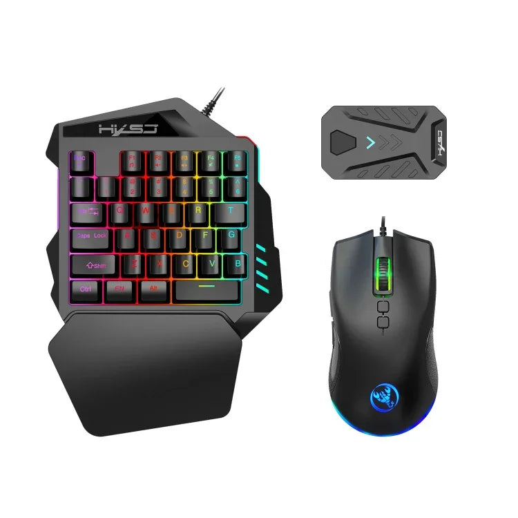 Bộ chuyển đổi bàn phím chuột HXSJ P8+V100+J900 + Bàn phím một tay + Chuột chơi game lập trình, P8+V100+A883
