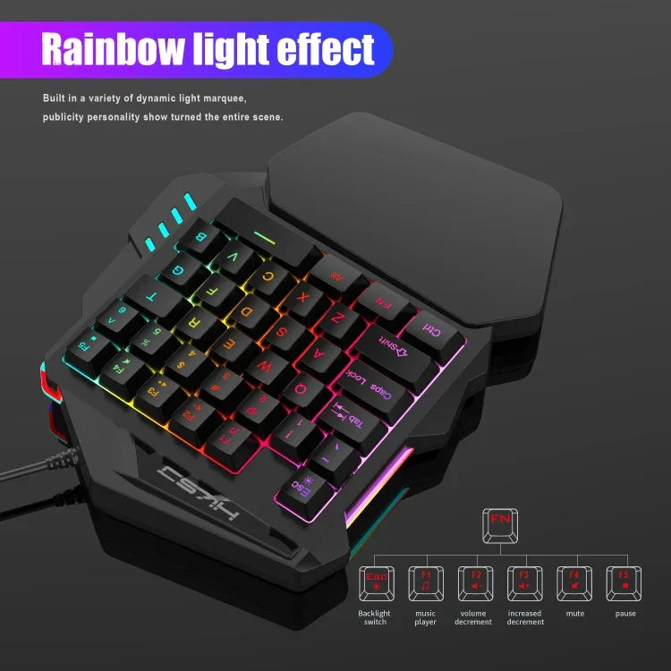 Bộ bàn phím một tay + Chuột chơi game lập trình + Bộ chuyển đổi bàn phím chuột HXSJ V100+A883+P8, V100+J900+P8