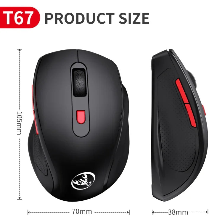 Chuột không dây đa chế độ Bluetooth 3.0/5.0 và 2.4G HXSJ T67, T67 2.4G