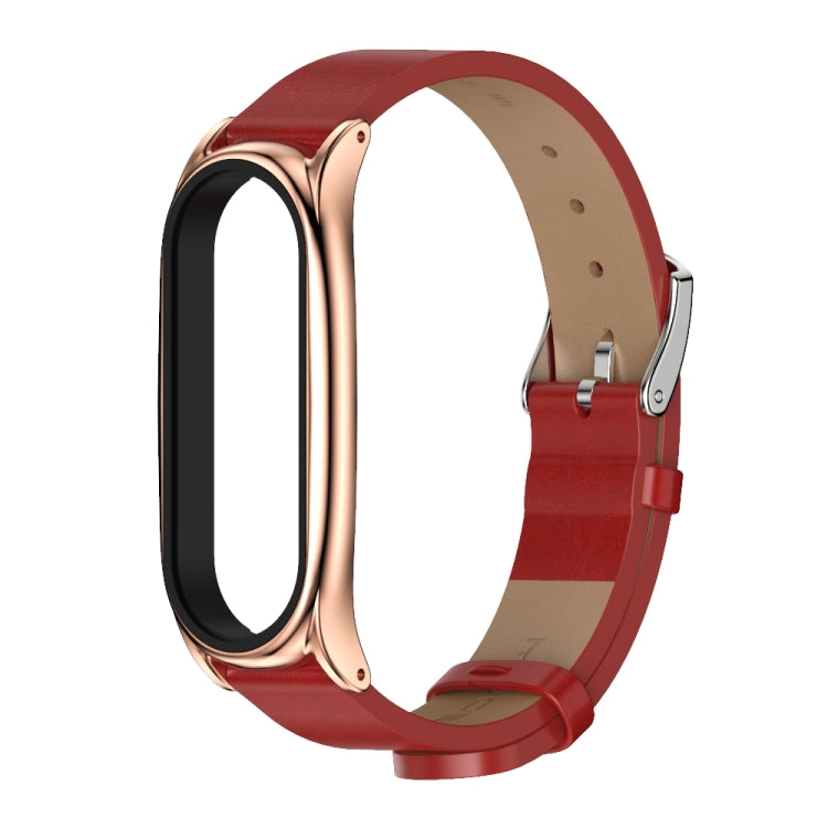 For Xiaomi Mi Band 6 / 5 Mijobs Metal Case Crazy Horse Texture PU Microfiber Plus Watch Band
