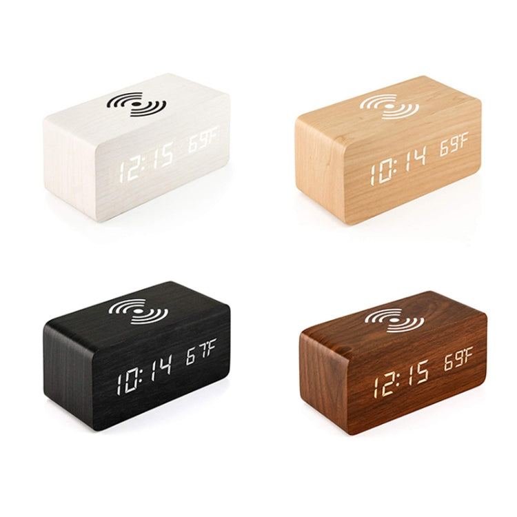 KD8801 5W Bộ sạc không dây sáng tạo bằng gỗ LED gương hiển thị kỹ thuật số đồng hồ báo thức phụ, kiểu thường