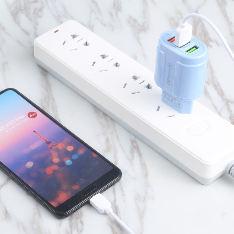 Bộ sạc du lịch Macarons 13-222 QC3.0 USB + 2 cổng USB đôi 2.1A, phích cắm EU, US