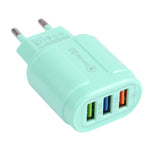 Bộ sạc du lịch Macarons 13-222 QC3.0 USB + 2 cổng USB đôi 2.1A, phích cắm EU, US