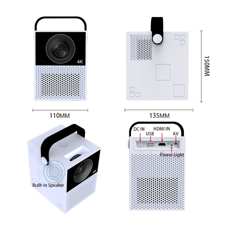 Máy chiếu kỹ thuật số LED HD WEJOY Y2 1920x1080P 100 ANSI Lumens rạp hát tại nhà di động, phiên bản điều khiển cảm ứng pin, Android 9.0, 2G+16G, Y2 phích cắm US