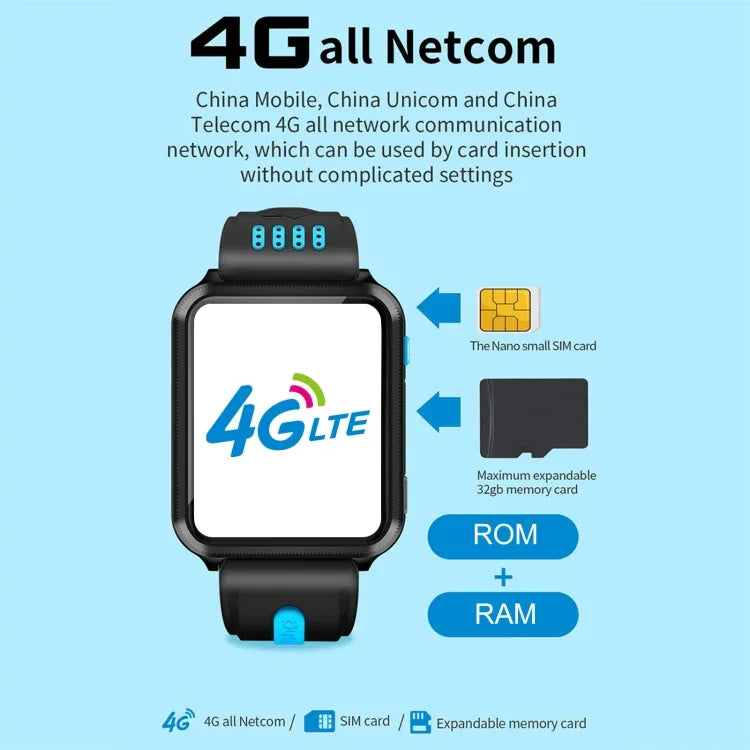 Đồng hồ điện thoại thông minh màn hình tràn 1.54 inch W5 với hai camera, Hỗ trợ thẻ SIM / Định vị GPS / Theo dõi hành trình thời gian thực / Theo dõi nhiệt độ, 1GB+16GB, 2GB+16GB, 2GB+32GB