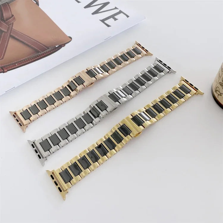 Dây thay thế thép gốm ba hạt rộng 22mm cho Apple Watch Series, 7 41mm / 6 & SE & 5 & 4 40mm / 3 & 2 & 1 38mm, 7 45mm / 6 & SE & 5 & 4 44mm / 3 & 2 & 1 42mm