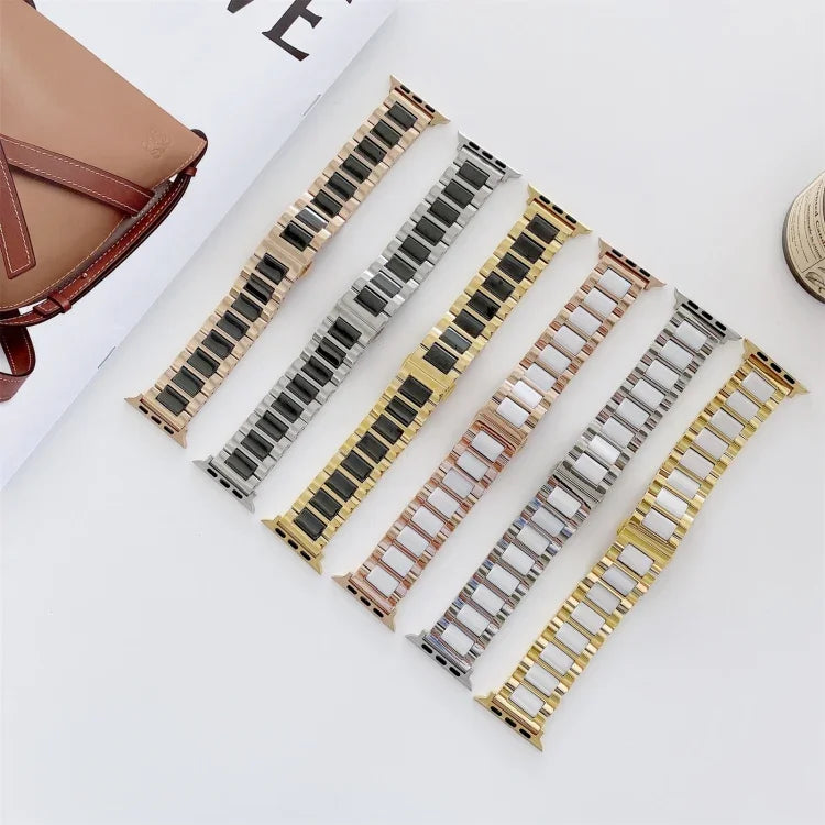 Dây thay thế thép gốm ba hạt rộng 22mm cho Apple Watch Series, 7 41mm / 6 & SE & 5 & 4 40mm / 3 & 2 & 1 38mm, 7 45mm / 6 & SE & 5 & 4 44mm / 3 & 2 & 1 42mm