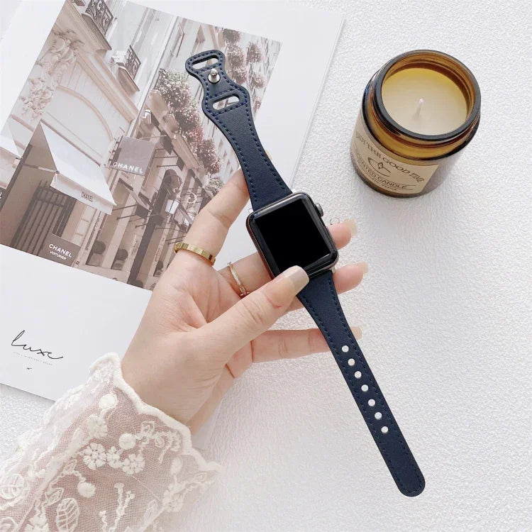 Dây đồng hồ thay thế bằng da khóa ngược hình số 8 cho vòng eo nhỏ, dành cho Apple Watch Series, 7 41mm / 6 & SE & 5 & 4 40mm / 3 & 2 & 1 38mm, 7 45mm / 6 & SE & 5 & 4 44mm / 3 & 2 & 1 42mm