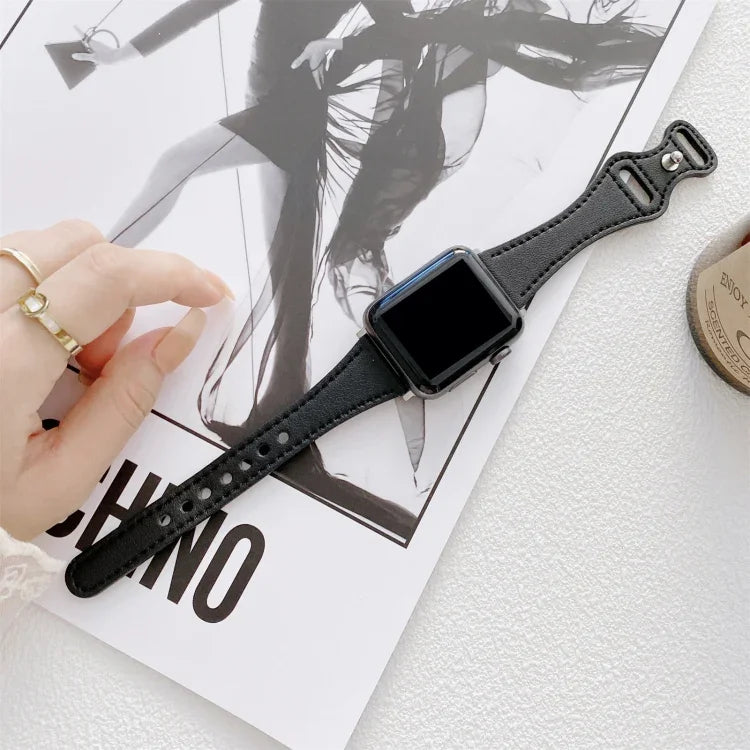 Dây đồng hồ thay thế bằng da khóa ngược hình số 8 cho vòng eo nhỏ, dành cho Apple Watch Series, 7 41mm / 6 & SE & 5 & 4 40mm / 3 & 2 & 1 38mm, 7 45mm / 6 & SE & 5 & 4 44mm / 3 & 2 & 1 42mm