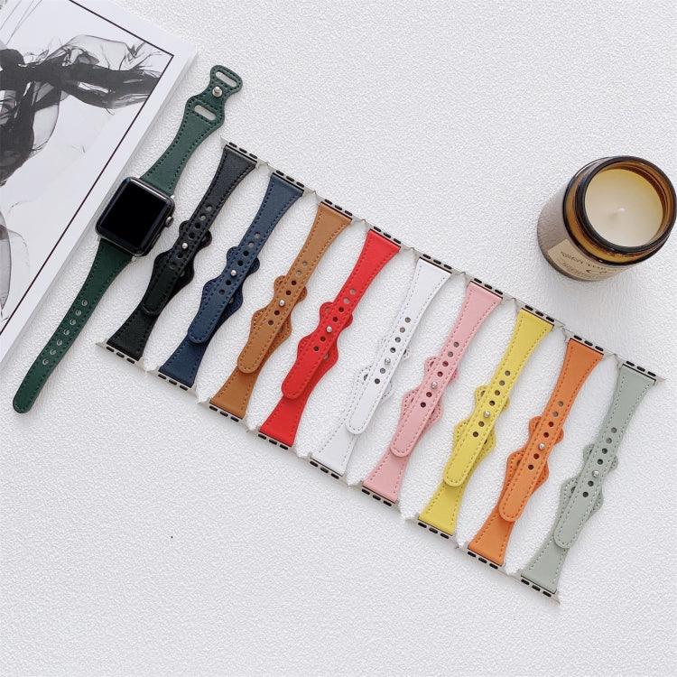 Dây đồng hồ thay thế bằng da khóa ngược hình số 8 cho vòng eo nhỏ, dành cho Apple Watch Series, 7 41mm / 6 & SE & 5 & 4 40mm / 3 & 2 & 1 38mm, 7 45mm / 6 & SE & 5 & 4 44mm / 3 & 2 & 1 42mm