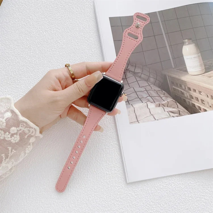 Dây đồng hồ thay thế bằng da khóa ngược hình số 8 cho vòng eo nhỏ, dành cho Apple Watch Series, 7 41mm / 6 & SE & 5 & 4 40mm / 3 & 2 & 1 38mm, 7 45mm / 6 & SE & 5 & 4 44mm / 3 & 2 & 1 42mm