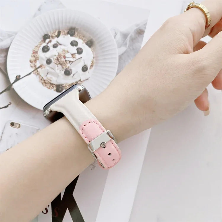 Dây đồng hồ thay thế bằng da phối màu cho vòng eo nhỏ, dành cho Apple Watch Series, 7 41mm / 6 & SE & 5 & 4 40mm / 3 & 2 & 1 38mm, 7 45mm / 6 & SE & 5 & 4 44mm / 3 & 2 & 1 42mm