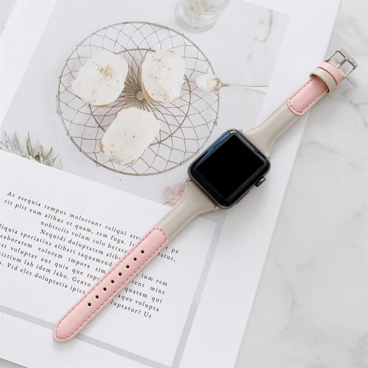Dây đồng hồ thay thế bằng da phối màu cho vòng eo nhỏ, dành cho Apple Watch Series, 7 41mm / 6 & SE & 5 & 4 40mm / 3 & 2 & 1 38mm, 7 45mm / 6 & SE & 5 & 4 44mm / 3 & 2 & 1 42mm