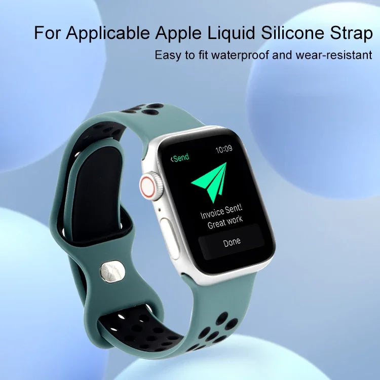Dây đồng hồ thay thế bằng silicone lỏng hai tông màu khóa bướm, dành cho Apple Watch Series, 7 41mm / 6 & SE & 5 & 4 40mm / 3 & 2 & 1 38mm, 7 45mm / 6 & SE & 5 & 4 44mm / 3 & 2 & 1 42mm