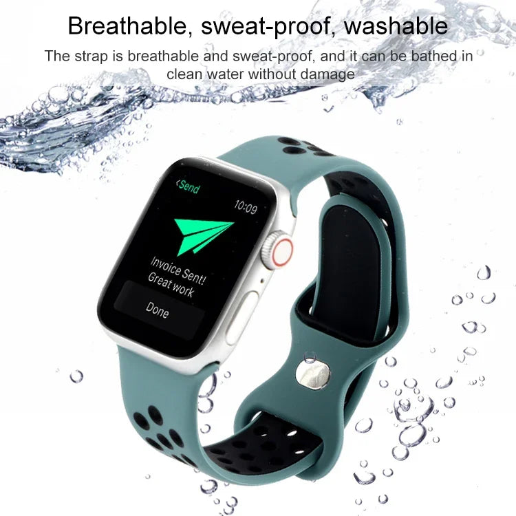 Dây đồng hồ thay thế bằng silicone lỏng hai tông màu khóa bướm, dành cho Apple Watch Series, 7 41mm / 6 & SE & 5 & 4 40mm / 3 & 2 & 1 38mm, 7 45mm / 6 & SE & 5 & 4 44mm / 3 & 2 & 1 42mm