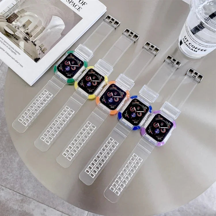 Dây đồng hồ thay thế tương phản màu tích hợp, dành cho Apple Watch Series, 7 41mm / 6 & SE & 5 & 4 40mm / 3 & 2 & 1 38mm, 7 45mm / 6 & SE & 5 & 4 44mm / 3 & 2 & 1 42mm