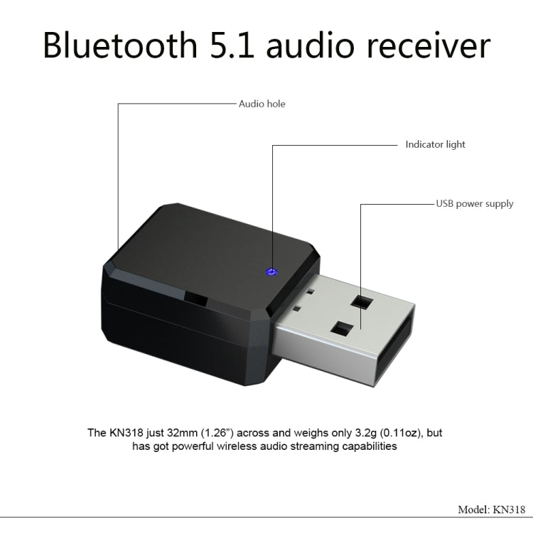 Bộ chuyển đổi USB Bluetooth 5.1 KN318, KN318