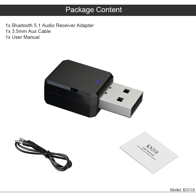 Bộ chuyển đổi USB Bluetooth 5.1 KN318, KN318