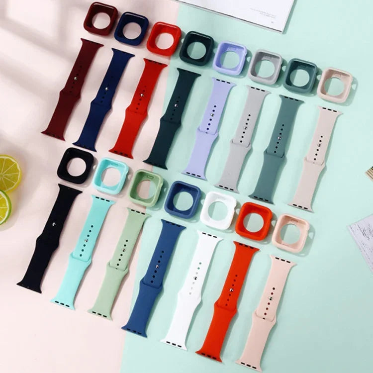 Bộ dây đồng hồ thay thế silicone + ốp bảo vệ đồng hồ, dành cho Apple Watch Series 3 & 2 & 1 38mm, Apple Watch Series 3 & 2 & 1 42mm