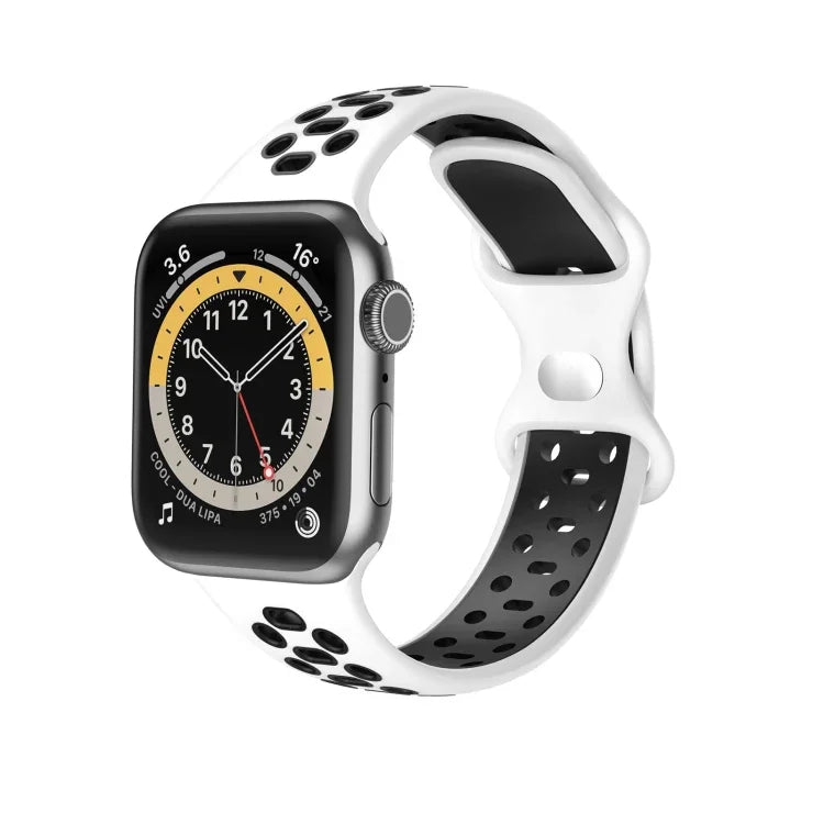 Dây đồng hồ thay thế silicone hai màu 8 khóa, dành cho Apple Watch Series, 7 41mm / 6 & SE & 5 & 4 40mm / 3 & 2 & 1 38mm