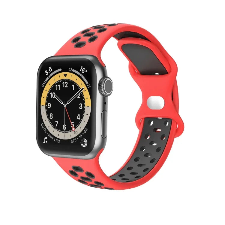 Dây đồng hồ thay thế silicone hai màu 8 khóa, dành cho Apple Watch Series, 7 41mm / 6 & SE & 5 & 4 40mm / 3 & 2 & 1 38mm