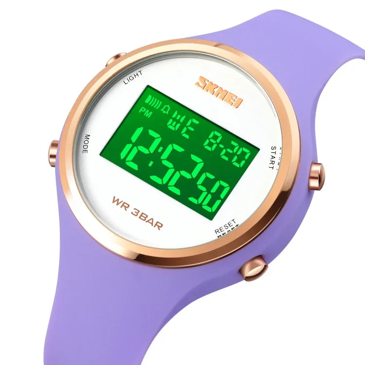 Đồng hồ điện tử SKMEI 1720 dây silicone phát sáng hiển thị kỹ thuật số LED mặt tròn