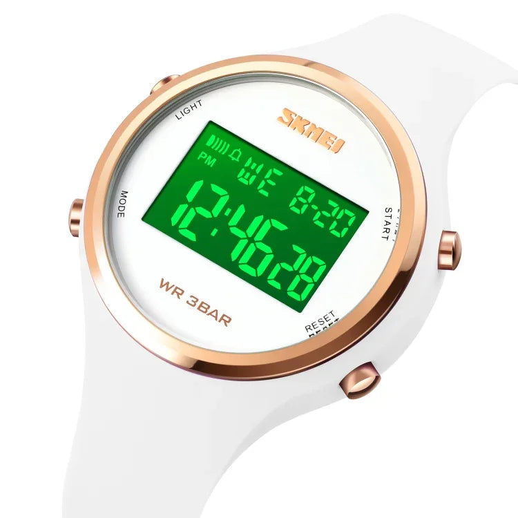 Đồng hồ điện tử SKMEI 1720 dây silicone phát sáng hiển thị kỹ thuật số LED mặt tròn