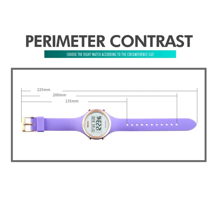 Đồng hồ điện tử SKMEI 1720 dây silicone phát sáng hiển thị kỹ thuật số LED mặt tròn