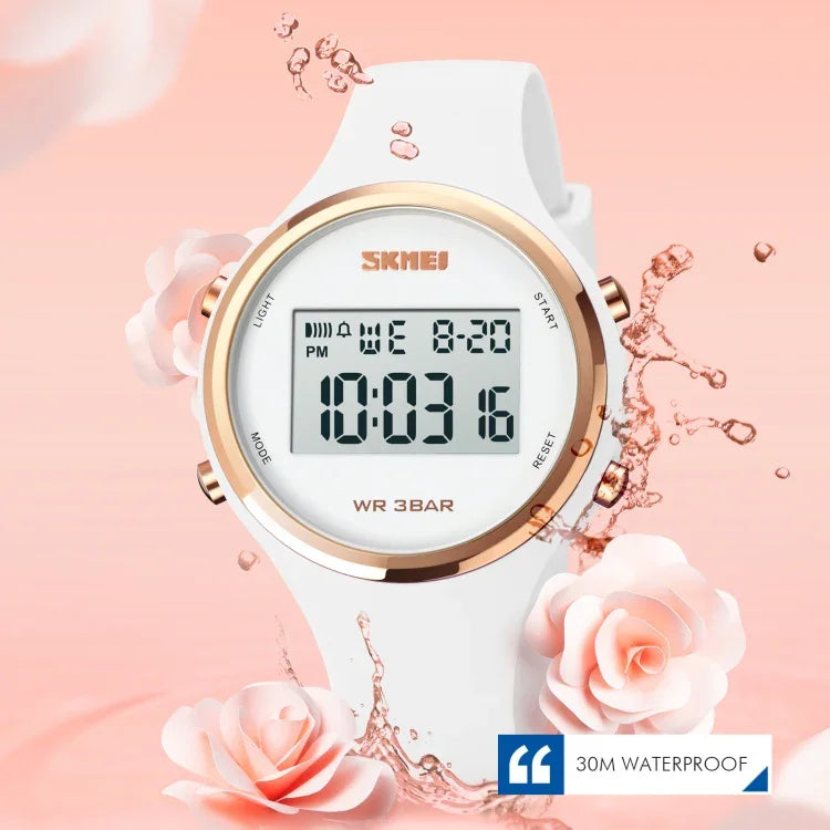 Đồng hồ điện tử SKMEI 1720 dây silicone phát sáng hiển thị kỹ thuật số LED mặt tròn