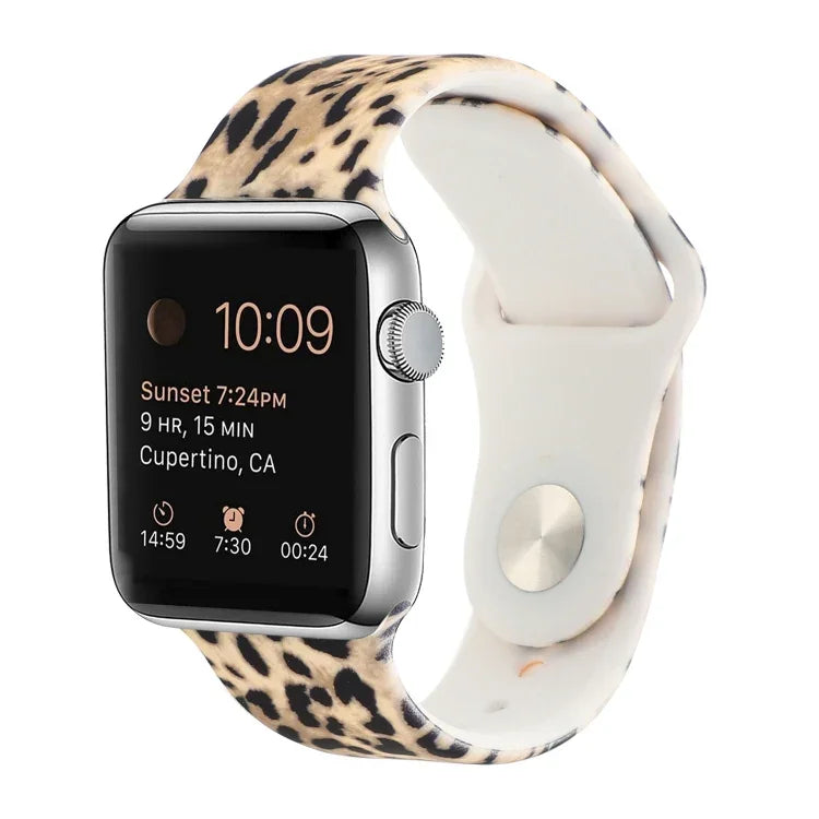 Dây đồng hồ thay thế họa tiết sơn silicone cho Apple Watch Series, 7 41mm / 6 & SE & 5 & 4 40mm / 3 & 2 & 1 38mm, 7 45mm / 6 & SE & 5 & 4 44mm / 3 & 2 & 1 42mm