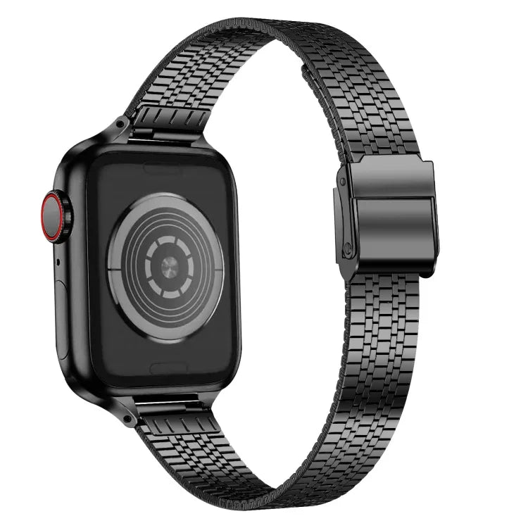 Dây đồng hồ thay thế thép mảnh khóa an toàn đôi bảy hạt 14mm cho Apple Watch Series, 7 41mm / 6 & SE & 5 & 4 40mm / 3 & 2 & 1 38mm, 7 45mm / 6 & SE & 5 & 4 44mm / 3 & 2 & 1 42mm