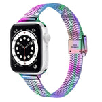 Dây đồng hồ thay thế thép mảnh khóa an toàn đôi bảy hạt 14mm cho Apple Watch Series, 7 41mm / 6 & SE & 5 & 4 40mm / 3 & 2 & 1 38mm, 7 45mm / 6 & SE & 5 & 4 44mm / 3 & 2 & 1 42mm