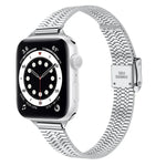 Dây đồng hồ thay thế thép mảnh khóa an toàn đôi bảy hạt 14mm cho Apple Watch Series, 7 41mm / 6 & SE & 5 & 4 40mm / 3 & 2 & 1 38mm, 7 45mm / 6 & SE & 5 & 4 44mm / 3 & 2 & 1 42mm