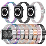 Dây đồng hồ thay thế thép mảnh khóa an toàn đôi bảy hạt 14mm cho Apple Watch Series, 7 41mm / 6 & SE & 5 & 4 40mm / 3 & 2 & 1 38mm, 7 45mm / 6 & SE & 5 & 4 44mm / 3 & 2 & 1 42mm