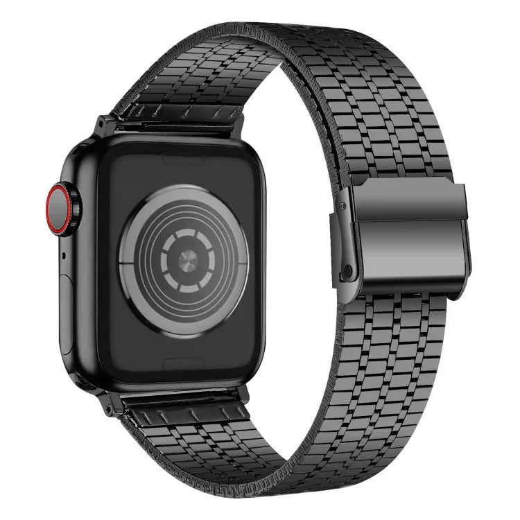 Dây đồng hồ thay thế thép khóa an toàn đôi bảy hạt cho Apple Watch Series, 7 41mm / 6 & SE & 5 & 4 40mm / 3 & 2 & 1 38mm, 7 45mm / 6 & SE & 5 & 4 44mm / 3 & 2 & 1 42mm